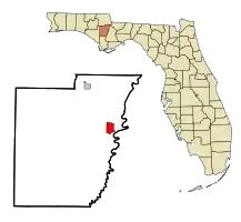 Location in Calhoun County and the state of Florida
