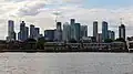 Canary Wharf from Greenwich riverside. June 2023.