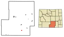 Location of Riverside in Carbon County, Wyoming.
