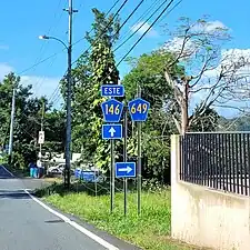 PR-146 east at PR-649 intersection in Cordillera, Ciales