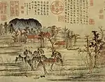 Autumn Colours on the Qiao and Hua Mountains; by Zhao Mengfu; 1296; handscroll (detail), ink and colours on paper; 28.4 x 93.2&nbsp;cm; National Palace Museum (Taipei, Taiwan)