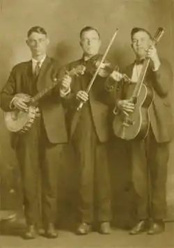 Charlie Poole (left) and the North Carolina Ramblers, circa 1923: Posey Rorer, Clarence Foust.