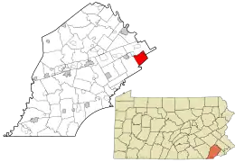 Location in Chester County and the state of Pennsylvania.