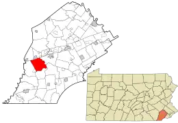 Location in Chester County and the state of Pennsylvania.