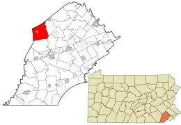 Location in Chester County and the state of Pennsylvania.