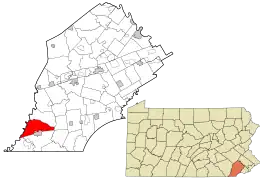 Location in Chester County and the state of Pennsylvania.