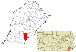 Location in Chester County and the state of Pennsylvania.
