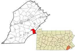 Location in Chester County and the state of Pennsylvania.