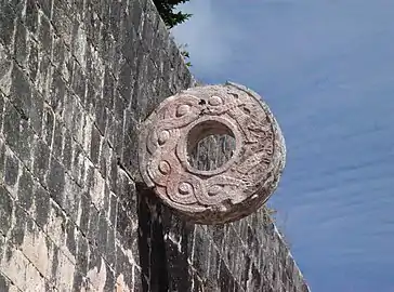 Stone Ring located 9&nbsp;m (30&nbsp;ft) above the floor of the Great Ballcourt