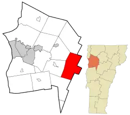 Location in Chittenden County and the state of Vermont