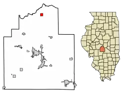 Location of Mount Auburn in Christian County, Illinois.