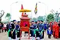 Ceremonial procession of Thành hoàng in Triều Khúc village.
