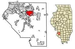 Location of Shiloh in St. Clair County, Illinois.