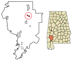 Location of Fulton in Clarke County, Alabama.
