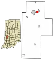 Location of Knightsville in Clay County, Indiana.