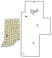 Location of Staunton in Clay County, Indiana.