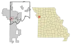 Location of Oakwood, Missouri