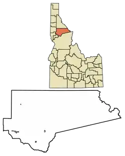 Location of Weippe in Clearwater County, Idaho.