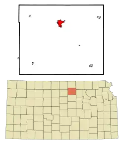 Location within Cloud County and Kansas