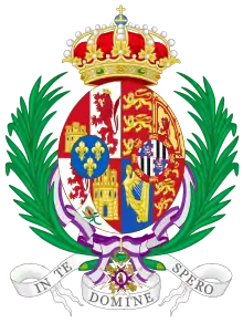 Coat of arms of Victoria Eugenie of Battenberg as Queen Consort of Spain