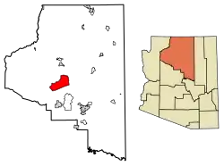Location of Valle in Coconino County, Arizona.
