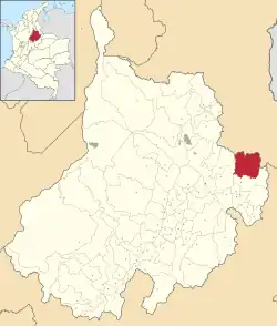 Location of the municipality and town of Cerrito, Santander in the Santander Department of Colombia.