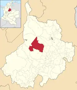 Location of the municipality and town of San Vicente de Chucurí in the Santander Department of Colombia.