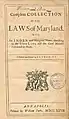 Complete collection of the 1727 Laws of Maryland