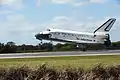 Space Shuttle Discovery lands for the final time, at the Shuttle Landing Facility on 9 March 2011.