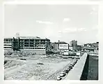 The JFK Federal Building under construction in the 1960s.  Haymarket Square and the Haymarket Relief Station are at right.