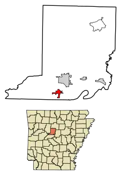 Location of Oppelo in Conway County, Arkansas.
