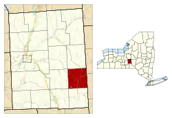 Location within Cortland County and New York