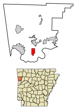 Location of Kibler in Crawford County, Arkansas.