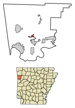 Location of Rudy in Crawford County, Arkansas.