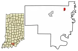 Location of Marengo in Crawford County, Indiana.