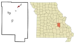 Location of Bourbon, Missouri