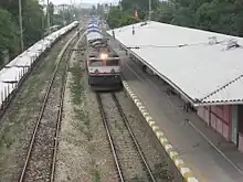 The eastbound train passing Tuzla station.