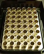 Image 32Inside of a 48-well thermal cycler, a device used to perform polymerase chain reaction on many samples at once (from History of biology)