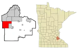 Location of the city of Lakevillewithin Dakota County, Minnesota