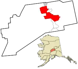 Location in Denali Borough and the state of Alaska.