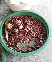 The short, compact fruit and seeds