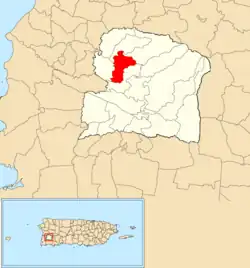 Location of Duey Alto within the municipality of San Germán shown in red