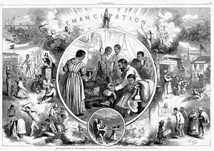 Image 61Emancipation from Freedmen's viewpoint; illustration from Harper's Weekly 1865 (from Origins of the blues)
