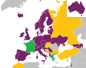 A coloured map of the countries of Europe