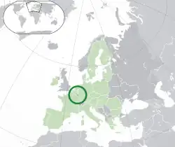 Location of Luxembourg (dark green)– in Europe (green & dark gray)– in the European Union (green)