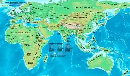 Map of the Eastern Hemisphere 800&nbsp;CE