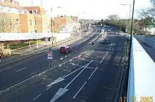 A41 Edgware Way, located north from Edgware town centre. View from Edgwarebury Lane footbridge.