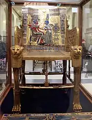 The Throne of Tutankhamun; 1336–1327 BC; wood covered with sheets of gold, silver, semi-precious and other stones, faience, glass and bronze; height: 1&nbsp;m; Egyptian Museum (Cairo)