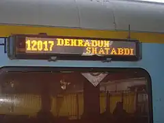 Electronic coach board in one of the Shatabdi Express
