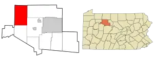 Location in Elk County and the state of Pennsylvania.